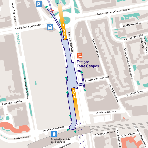 lisboa entrecampos mapa Mapa da estação Entre Campos   Metropolitano de Lisboa, E.P.E.