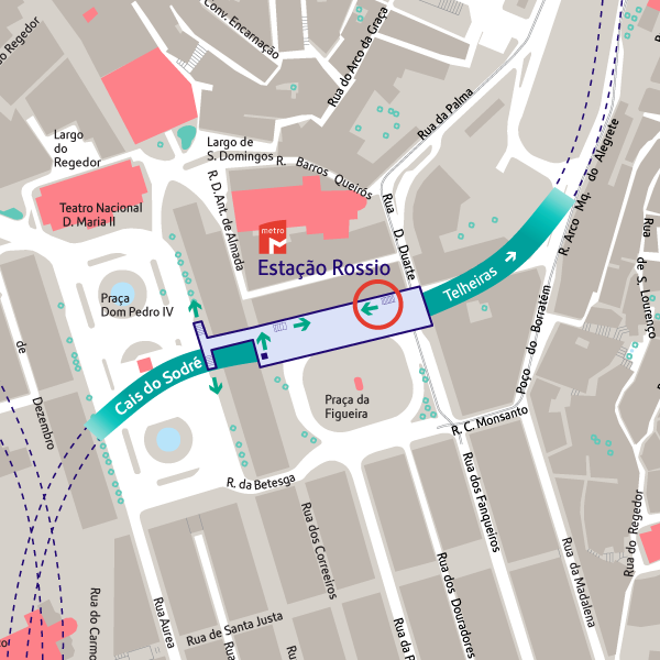 mapa do rossio Mapa da estação Rossio   Metropolitano de Lisboa, E.P.E.